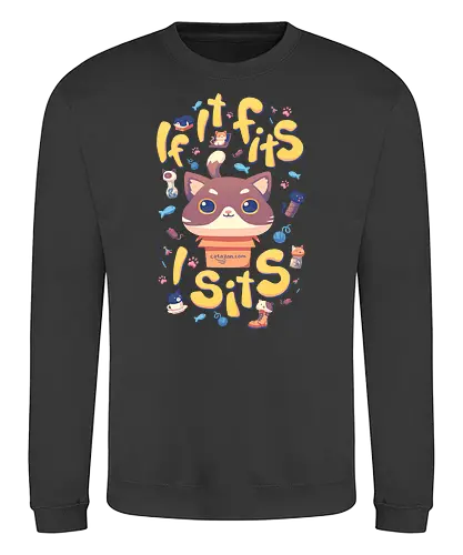 If it fits I sits - cat, katze, karton, If it fits, I sits - Sweatshirt