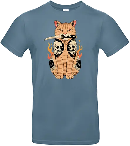 Catana Skull - cat, katze, skull, tattoo, japan, neko - Standard T-Shirt
