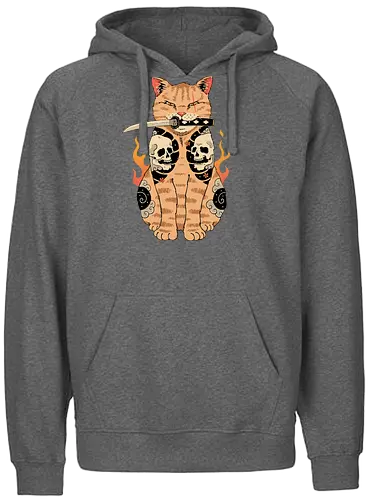 Catana Skull - cat, katze, skull, tattoo, japan, neko - Fairtrade Hoodie