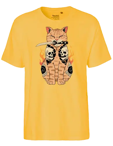 Catana Skull - cat, katze, skull, tattoo, japan, neko - Fairtrade T-Shirt