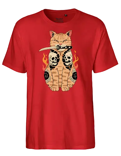 Catana Skull - cat, katze, skull, tattoo, japan, neko - Fairtrade T-Shirt