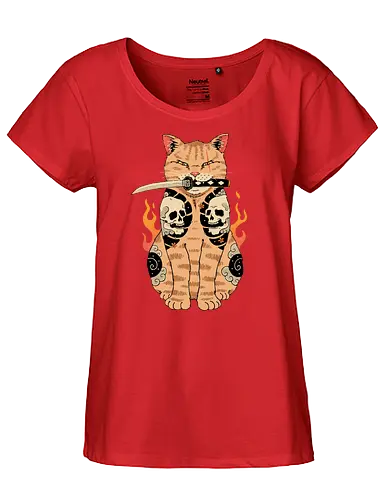 Catana Skull - cat, katze, skull, tattoo, japan, neko - Fairtrade Girl Shirt