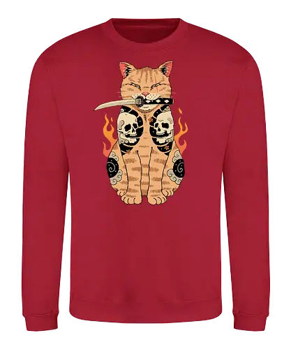 Catana Skull - cat, katze, skull, tattoo, japan, neko - Sweatshirt