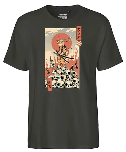 Catana Assassin - cat, katze, ninja, samurai, skull, schädel - Fairtrade T-Shirt