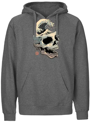 Skull Wave - skull, wave, schädel, great wave - Fairtrade Hoodie