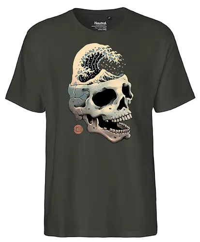 Skull Wave - skull, wave, schädel, great wave - Fairtrade T-Shirt