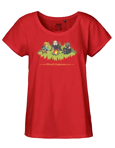 World Explorers - adventure, gaming, wild, witcher, rpg, bonfire, feuer - Fairtrade Girl Shirt