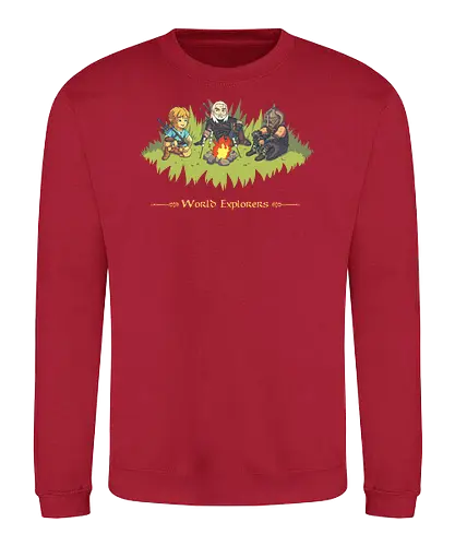 World Explorers - adventure, gaming, wild, witcher, rpg, bonfire, feuer - Sweatshirt