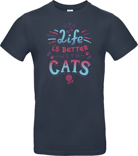 Life is better with Cats - cat, katze, haustier, pet, meow - Standard T-Shirt
