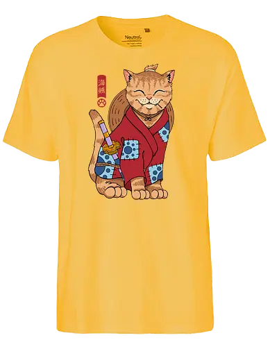 Pirate Meowster - pirat, Strohhut, cat, katze, neko - Fairtrade T-Shirt