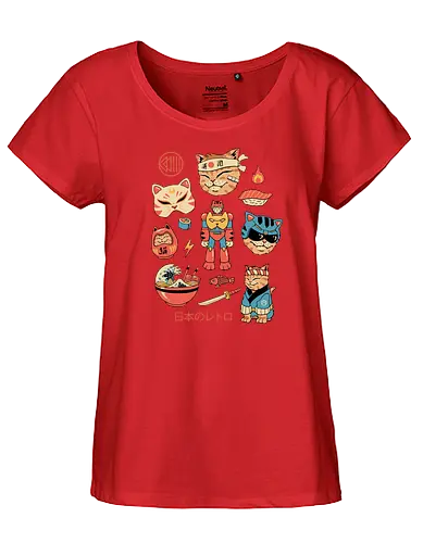 Japanese Retro - japan, retro, neko, katze, gundam - Fairtrade Girl Shirt