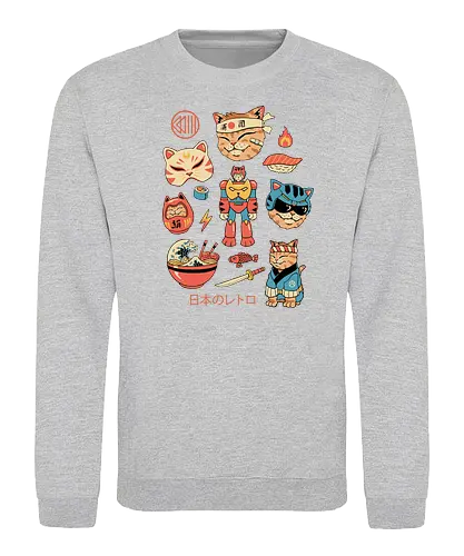 Japanese Retro - japan, retro, neko, katze, gundam - Sweatshirt