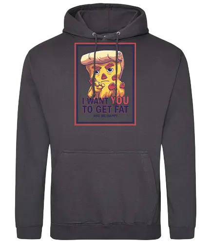 Uncle Pizza - uncle sam, pizza, america, i want you, get fat, be happy - Standard Hoodie