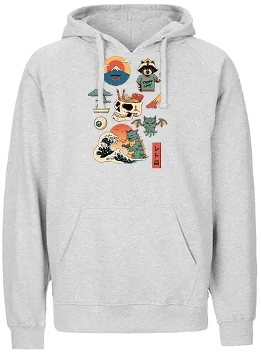 Japanese Retro 2 - japan, retro, kaiju, fuji - Fairtrade Hoodie