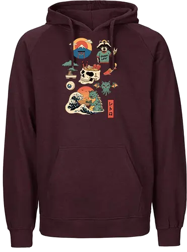 Japanese Retro 2 - japan, retro, kaiju, fuji - Fairtrade Hoodie