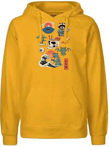 Japanese Retro 2 - japan, retro, kaiju, fuji - Fairtrade Hoodie