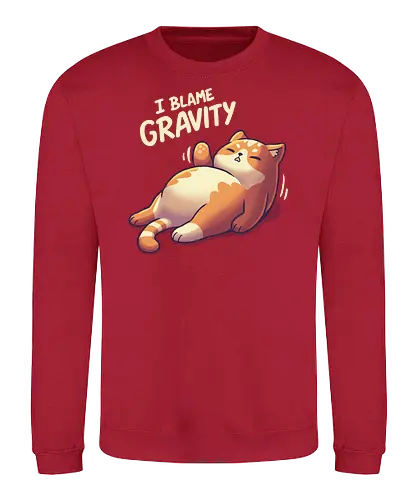 Gravity - Schwerkraft, cat, katze, Chubby, nap, chill - Sweatshirt