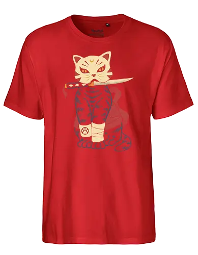 Catsune II - cat, katze, kitsune, samurai, japan - Fairtrade T-Shirt