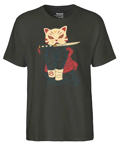 Catsune II - cat, katze, kitsune, samurai, japan - Fairtrade T-Shirt