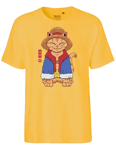 Straw Hat Cat - Strohhut, katze, cat, anime, manga - Fairtrade T-Shirt