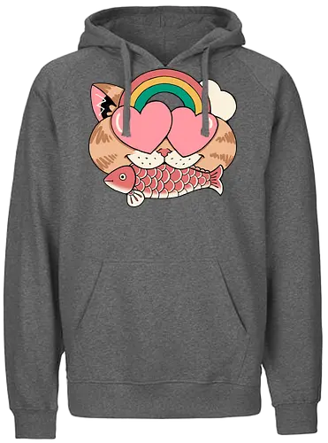 Whimsical Whiskers I - cat, katze, regenbogen, rainbow - Fairtrade Hoodie
