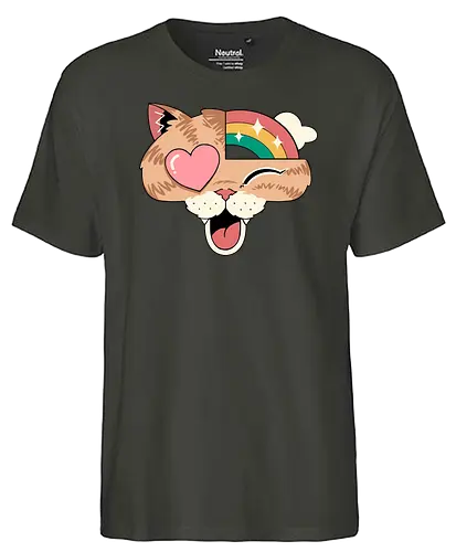 Whimsical Whiskers II - cat, katze, regenbogen - Fairtrade T-Shirt