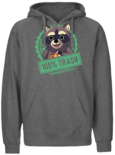 100% Trash Panda Raccoon - trash, raccoon, waschbär, müll - Fairtrade Hoodie