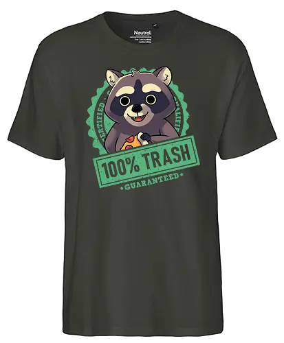 100% Trash Panda Raccoon - trash, raccoon, waschbär, müll - Fairtrade T-Shirt