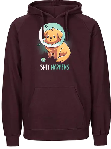 Shit Happens - Golden Retriever Dog - shit happens, cone, cone of shame, dog, Retriever, hund, cute - Fairtrade Hoodie