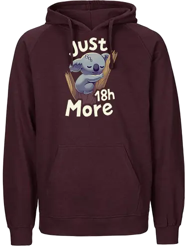 Koala Just 18h More - koala, bär, cute, süß, schlafen, br - Fairtrade Hoodie