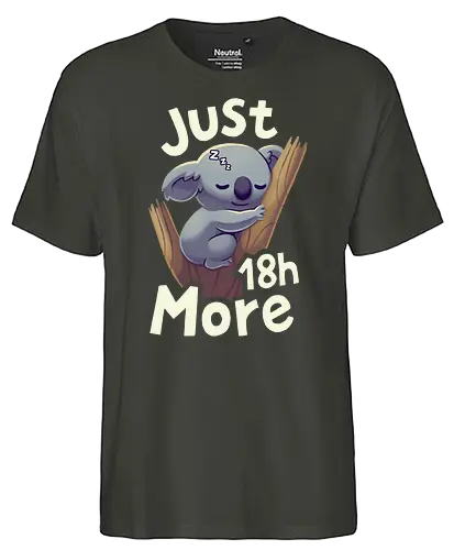 Koala Just 18h More - koala, bär, cute, süß, schlafen, br - Fairtrade T-Shirt