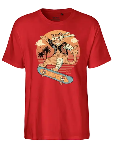 Meowster Skater - cat, katze, Skating, skateboard - Fairtrade T-Shirt