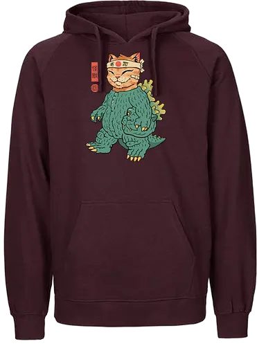 Unmasked Kaiju Meowster - cat, katze, kaiju, monster - Fairtrade Hoodie
