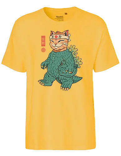 Unmasked Kaiju Meowster - cat, katze, kaiju, monster - Fairtrade T-Shirt
