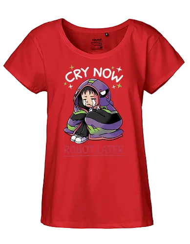 Cry Now, Robot Later - Shinji, NGE, evangelion, eva01, anime - Fairtrade Girl Shirt