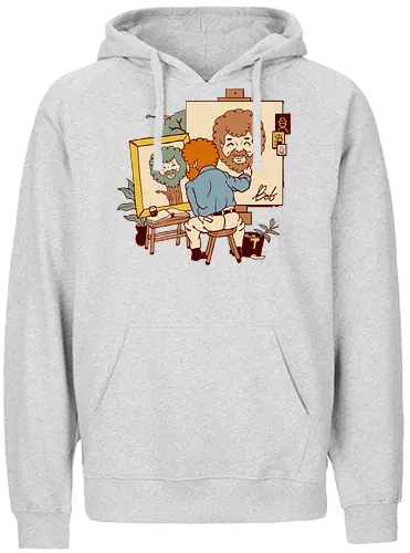 Happy Triple Portrait - bob, ross, happy little accident, art - Fairtrade Hoodie