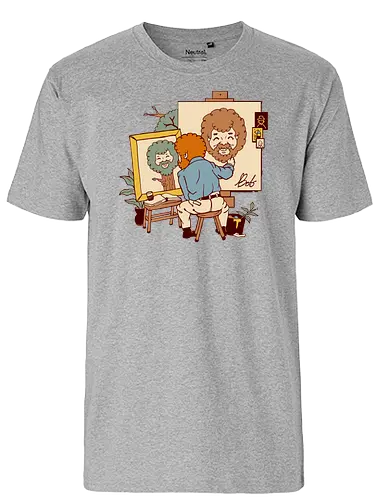 Happy Triple Portrait - bob, ross, happy little accident, art - Fairtrade T-Shirt