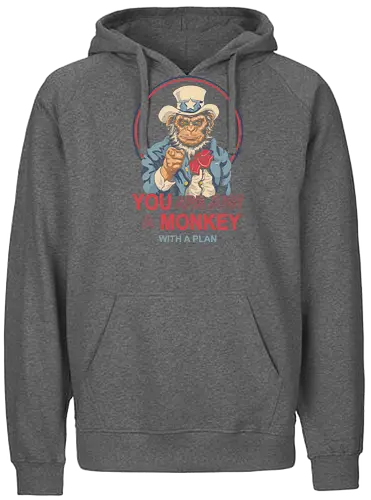 Monkey with a Plan - monkey, uncle sam - Fairtrade Hoodie