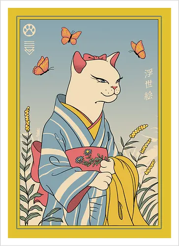 White Cat Ukiyo-e