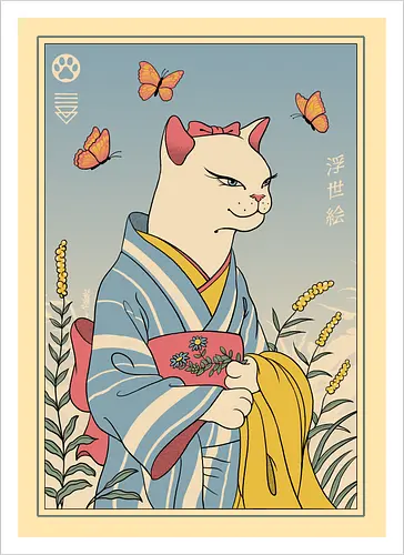 White Cat Ukiyo-e