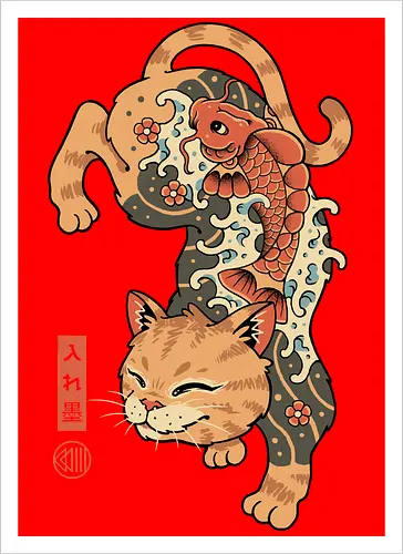 Koi Fish Cat Irezumi
