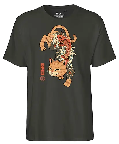 Koi Fish Cat Irezumi - irezumi, cat, katze, tattoo - Fairtrade T-Shirt