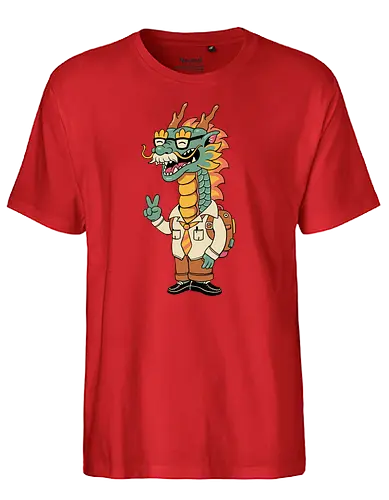 Green Dragon - dragon, drache, yr of dragon, lunar new yr - Fairtrade T-Shirt