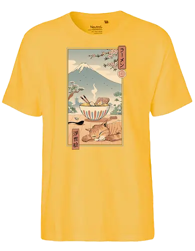 A Perfect Ramen Weather - ramen, fuji, relax, pause, katze, cat, break - Fairtrade T-Shirt