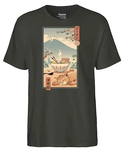 A Perfect Ramen Weather - ramen, fuji, relax, pause, katze, cat, break - Fairtrade T-Shirt