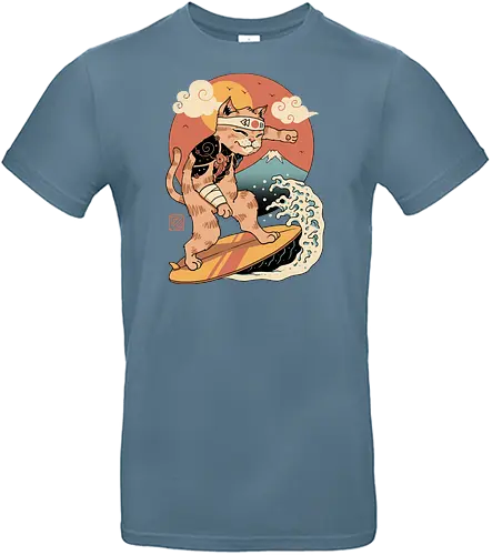 Meowster Surfer - cat, japan, wave - Standard T-Shirt