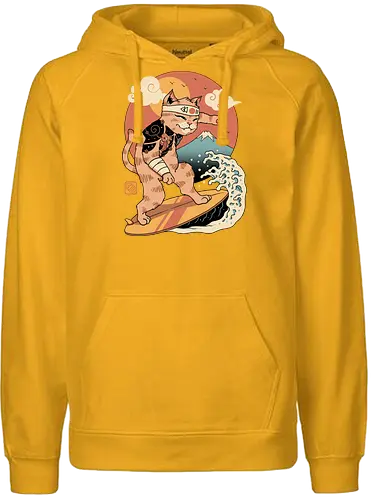 Meowster Surfer - cat, japan, wave - Fairtrade Hoodie