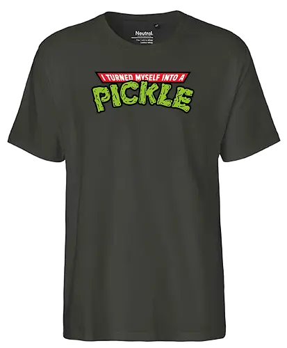 I Turned Into a Pickle - rick, morty, pickle rick, turtles, tnmt, mashup, olipop, adult, cartoon, trickfilm - Fairtrade T-Shirt