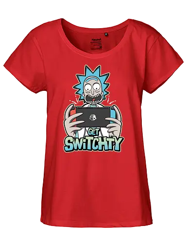 Get Switchy - rick, morty, switch, schwifty, adult swim, mashup, gaming, console - Fairtrade Girl Shirt