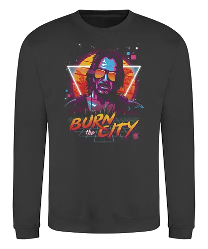 Burn the City - punk, gaming, sci fi, cyber, rpg, rollenspiel, meme, knu - Sweatshirt